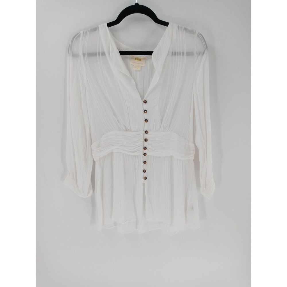 Women's Maeve By Athropologie Isolode Waisted White Top Size 12